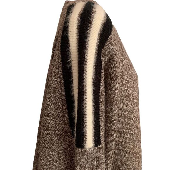 Moth Anthropologie Morgan Striped Detail Boxy Knit Brown Sweater Sz M - Picture 4 of 6